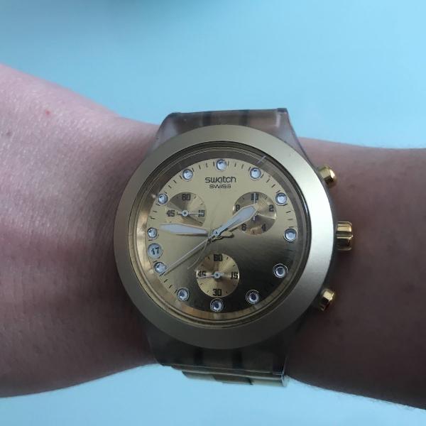 relógio swatch diaphane irony dourado