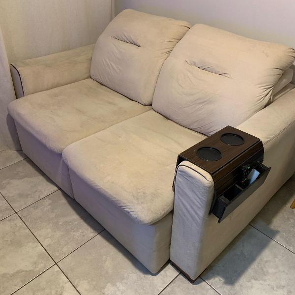 sofá retrátil reclinável 2 lugares sued