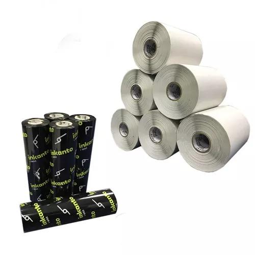 Kit 10 Rolos Etiqueta 10x5 Cm | 100x50 Mm + 5 Ribbons Cera