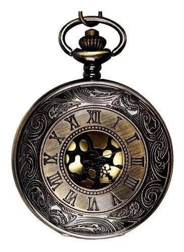 Relógio De Bolso Design Roman Vintage Bronze Quartzo