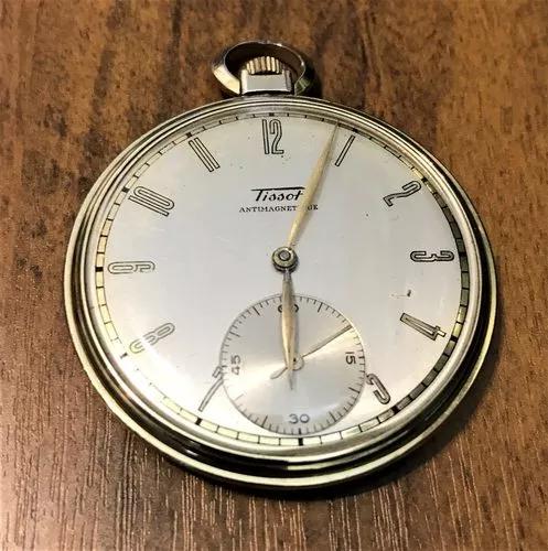 Relógio De Bolso Tissot - Plaqué Ouro - 45 Mm
