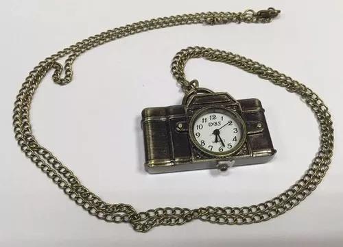 Relógio De Bolso Unisex Cor Bronze Quartzo Formato Camera