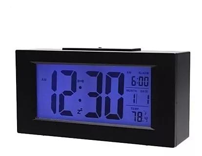 Relógio De Mesa Digital Com Dispertador Iluminado Preto 820