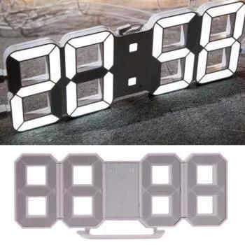 Relógio De Mesa Digital Led Branco Despertador Com Cabo Usb