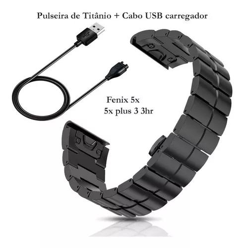 Pulseira Fenix 5x 3 3hr Titanio Garmin + Carregador Usb