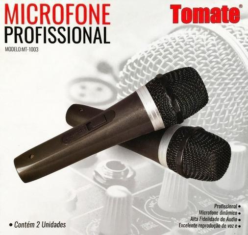 2 Microfone Com Fio Duplo Profissional Modelo Mt-1003,