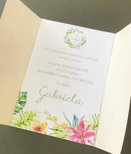 Convite Casamento Papel Off-white Impressão Colorida