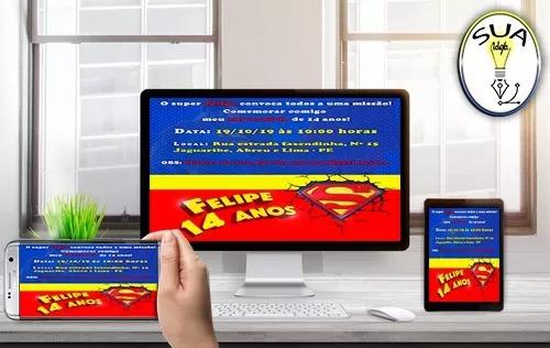 Convite Digital Aniversário Superman - Arte - Mod 01