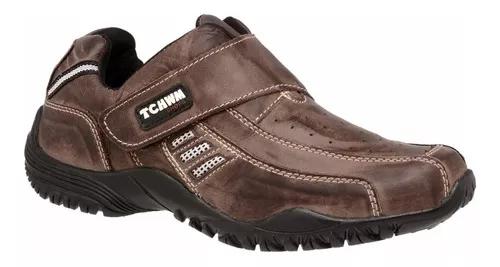 Sapatênis Masculino Velcro Couro Tchwm Shoes Confortavel