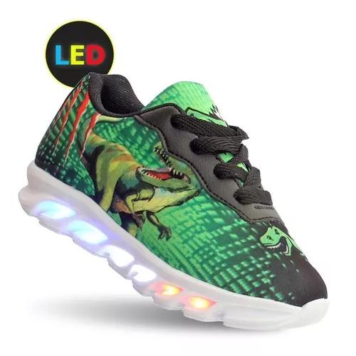 Tenis Led Dinossauros Com Luz Infantil Masculino Meninos