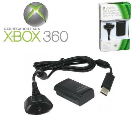 Carregador + Bateria Preto Pra Controle Xbox 360 (NOVO)