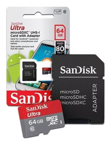 Cartao Micro Sd 64gb Ultra Classe10 Sandisk Original 80mb/s