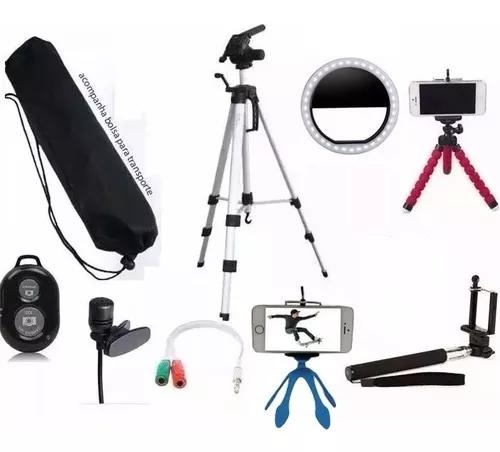 Tripe 1,20 Anel Luz Ring Light + Kit Youtuber Para Celular