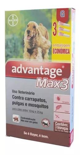Anti Pulgas Advantage Max 3 10 E 25 Kg 3 Pipetas Bayer - Ful