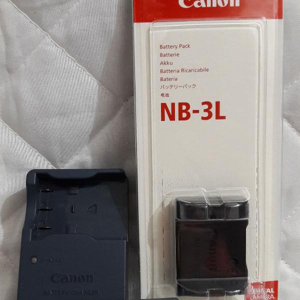 Carregador Para Câmera Canon Cb-2lu + 2 Baterias Nb-3l