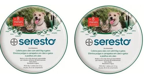 Kit Coleira Seresto 2 Até 8 Kg Para Cães E Gatos Bayer -