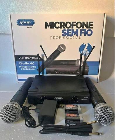Microfone Sem Fio Wireless Duplo Knup Kp-912, aceitamos