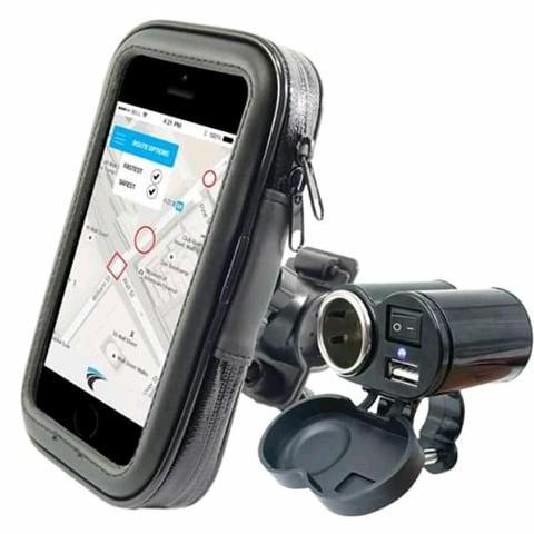 Suporte a prova de agua + carregador para celular para moto