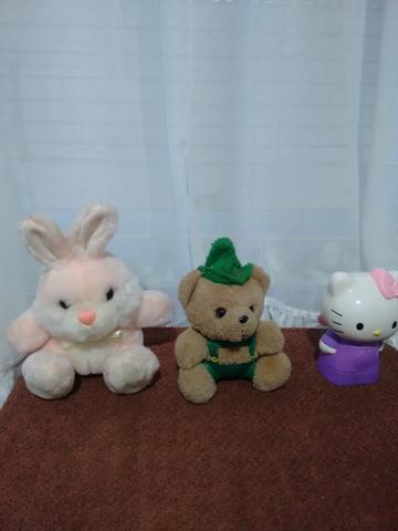 Trio coelho/ urso/Hello Kitty