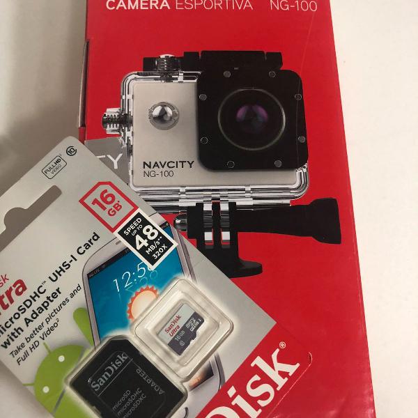 camera esportiva navcity ng-100 com cartao de memoria
