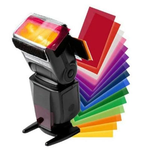 kit filtros coloridos para flash speedlight