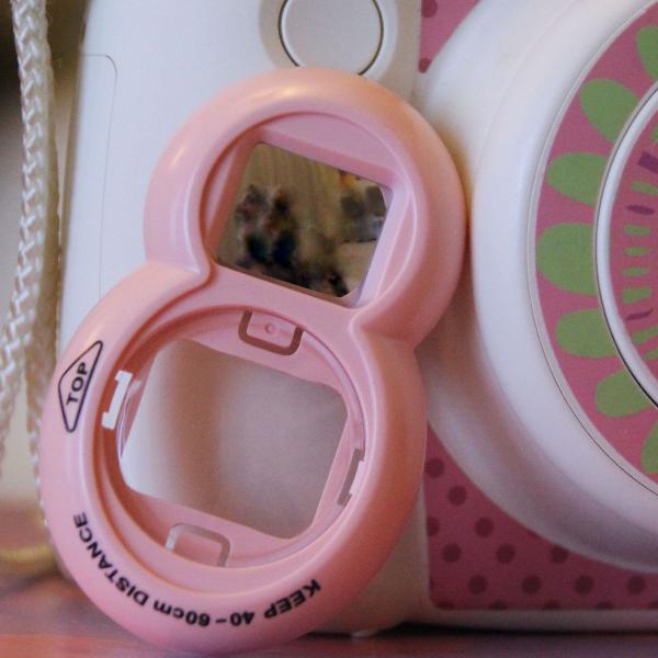 lente rosa close-up instax
