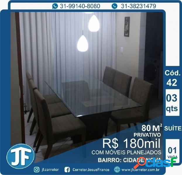 APARTAMENTO 3 QUARTOS CIDADE NOVA COD 42