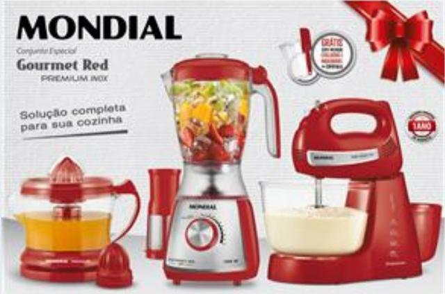 Kit Mondial Gourmet Red Premium Inox: Batedeira +