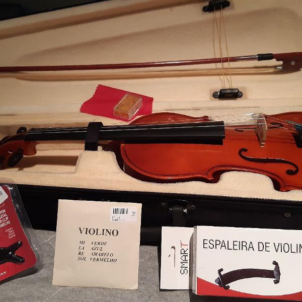 Violino Marinos 4/4 + Afinador, Cordas Extras e Espaleira