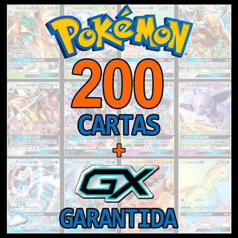 200 Cartas Pokemon + 1 GX aleatória