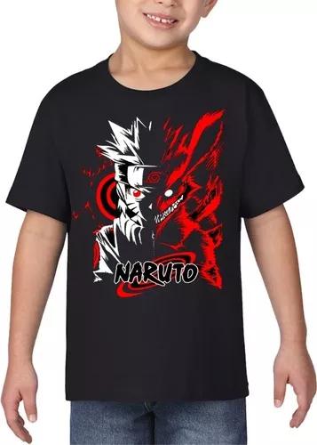 Camiseta Naruto Uzumaki Preta Camisa Infantil Criança