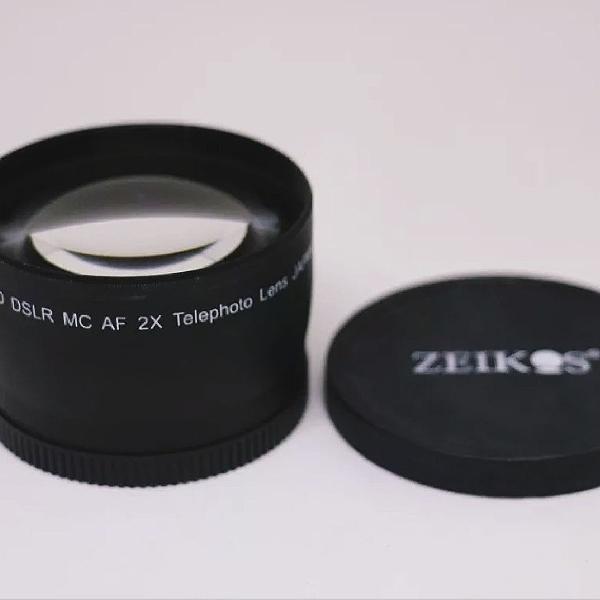 lente zoom 2x (zeikos) para câmeras dslr - acopla à lente