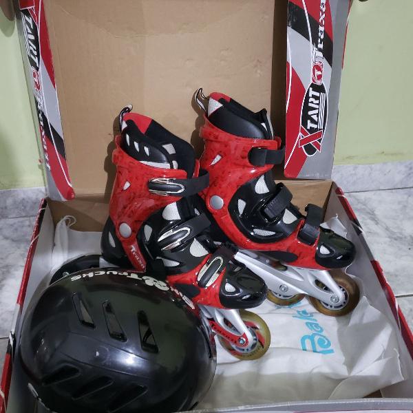 patins start traxart + capacete, tam 36, usado 1 vez