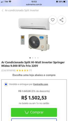 Ar condicionado solitário Hi wall inverter 9000btu