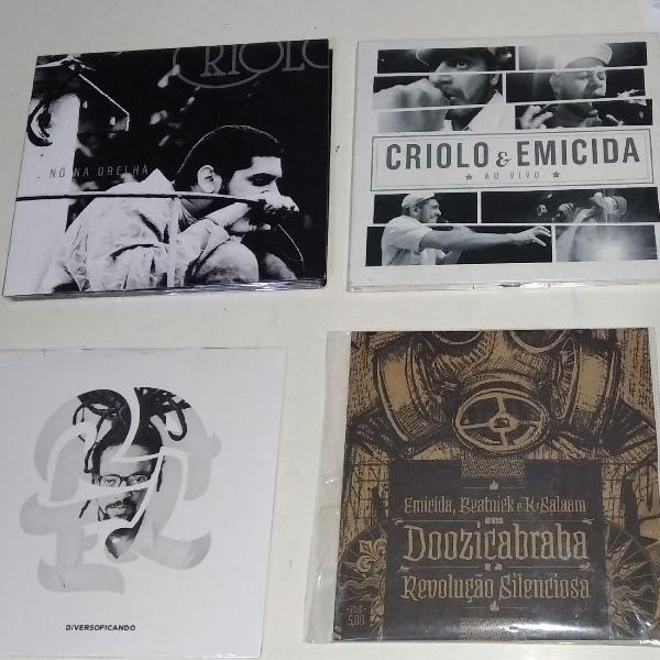 Coleção 4 CDs RAP Nacional (Emicida, Criolo, Rael,