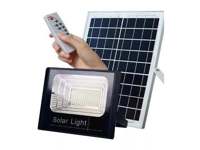 Refletor Holofote Led 40w + Placa Solar Bateria Recarregavel