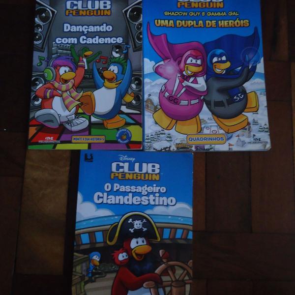 coleção club penguin com 3 livros usados