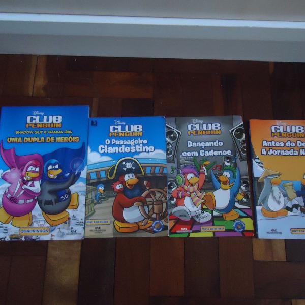 coleção club penguin com 4 livros usados