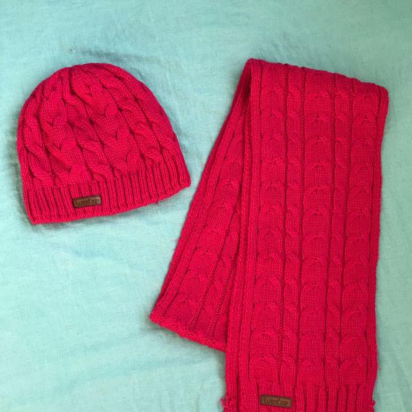 gorro e cachecol rosa wedze decathlon