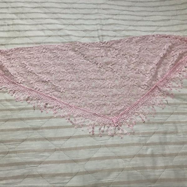 lenço feminino / xale / lenço rendado rosa