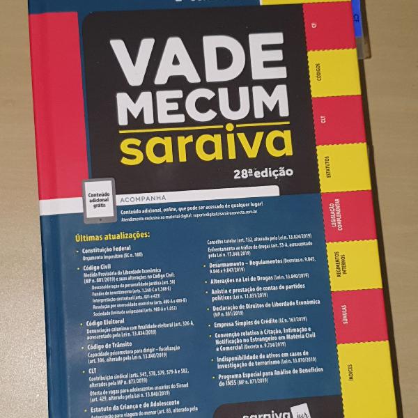 vade mecum Saraiva 2o semestre 2019, 28a edição.