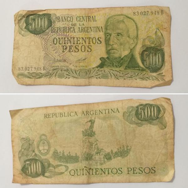 cédula antiga quinientos pesos argentinos