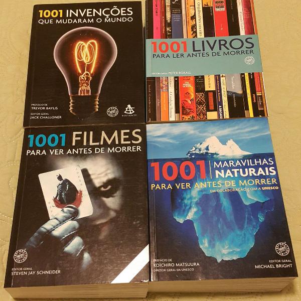 kit 04 livros série 1001: filmes, maravilhas naturais,