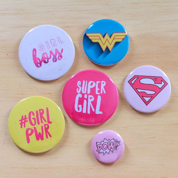 kit 6 bottons - girl power - super girl
