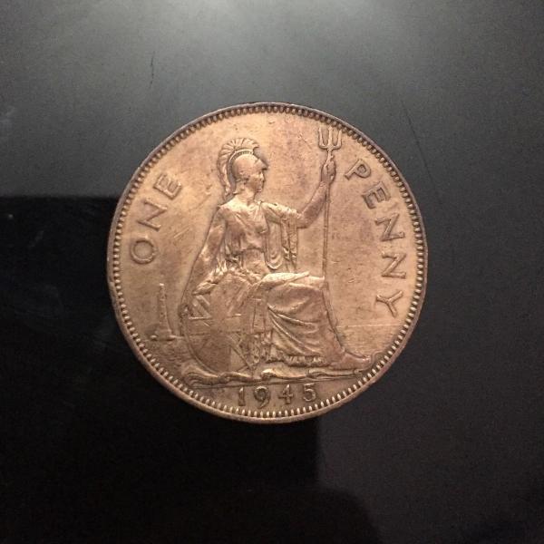 moeda one penny 1945 inglaterra