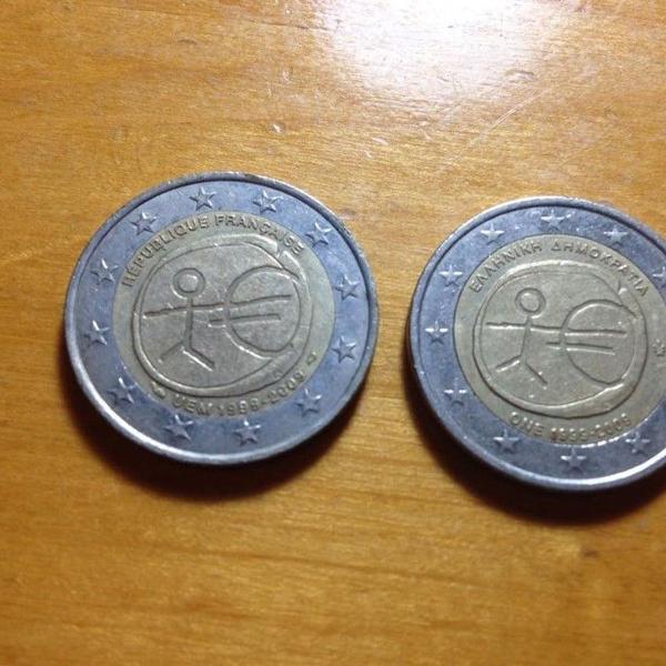 2 moedas de 2 euro especiais frança e grécia ler tudo r$95