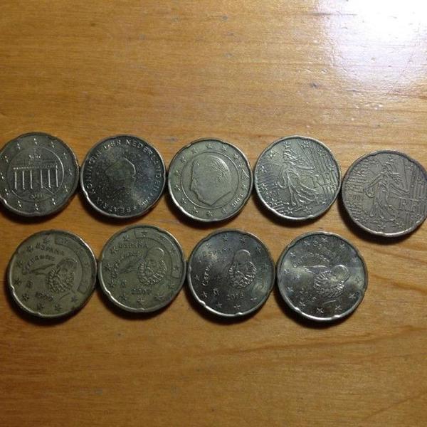 9 moedas 20 cents euro espanha espanha bélgica holanda
