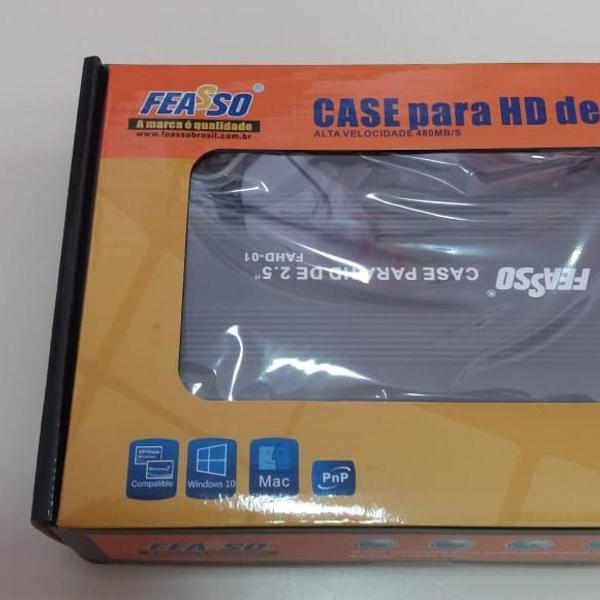 case capa hd externo feasso notebook 2,5" plastico abs com