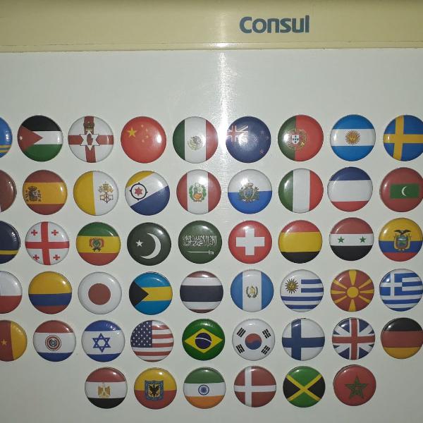 kit 56 botons imã geladeira bandeiras países turismo 2,5