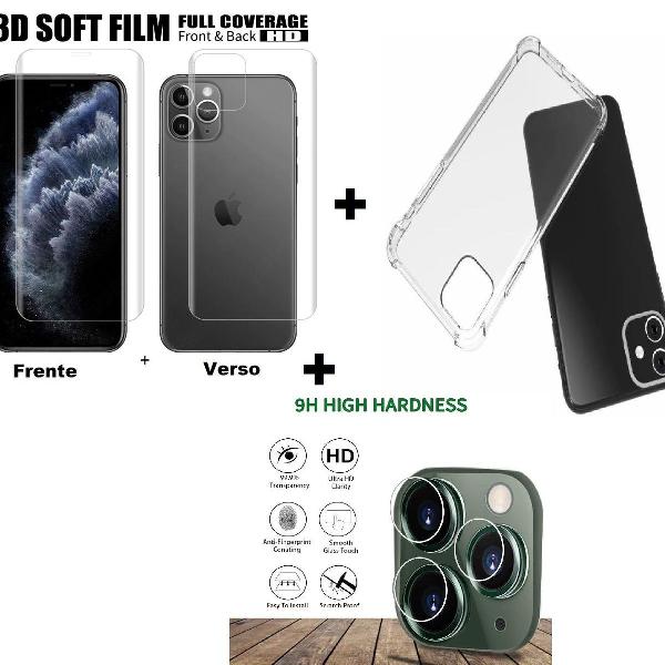 kit película iphone 11 6.1", pro 5.8" ou pro max 6.5" +